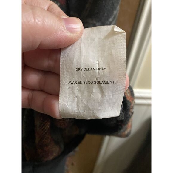 DEMOCRACY Gray Boho Western Pattern 1-Button Wrap Fringe Hooded Vest Sz L - Picture 11 of 12